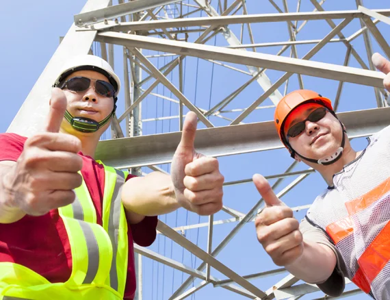 Engineers giving thumbs up